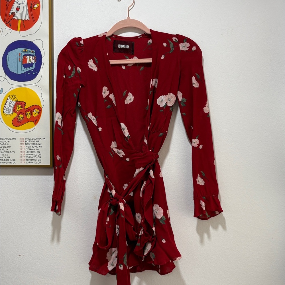 Red Floral Wrap Mini Dress by Show Me Your Mumu